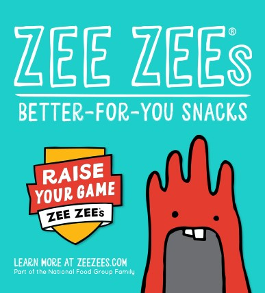 ZEE ZEE's Ad. Better for you snacks. Raise your game Zee Zee's. Learn more at zeezee.com Part of the Nationa Food Group Family. 